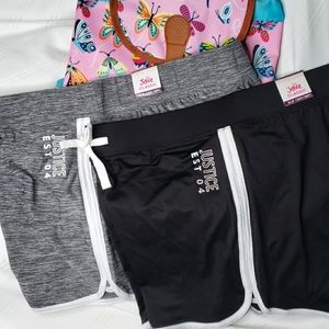 2 NWT Justice shorts Girls 16/18 Plus + Free backpack